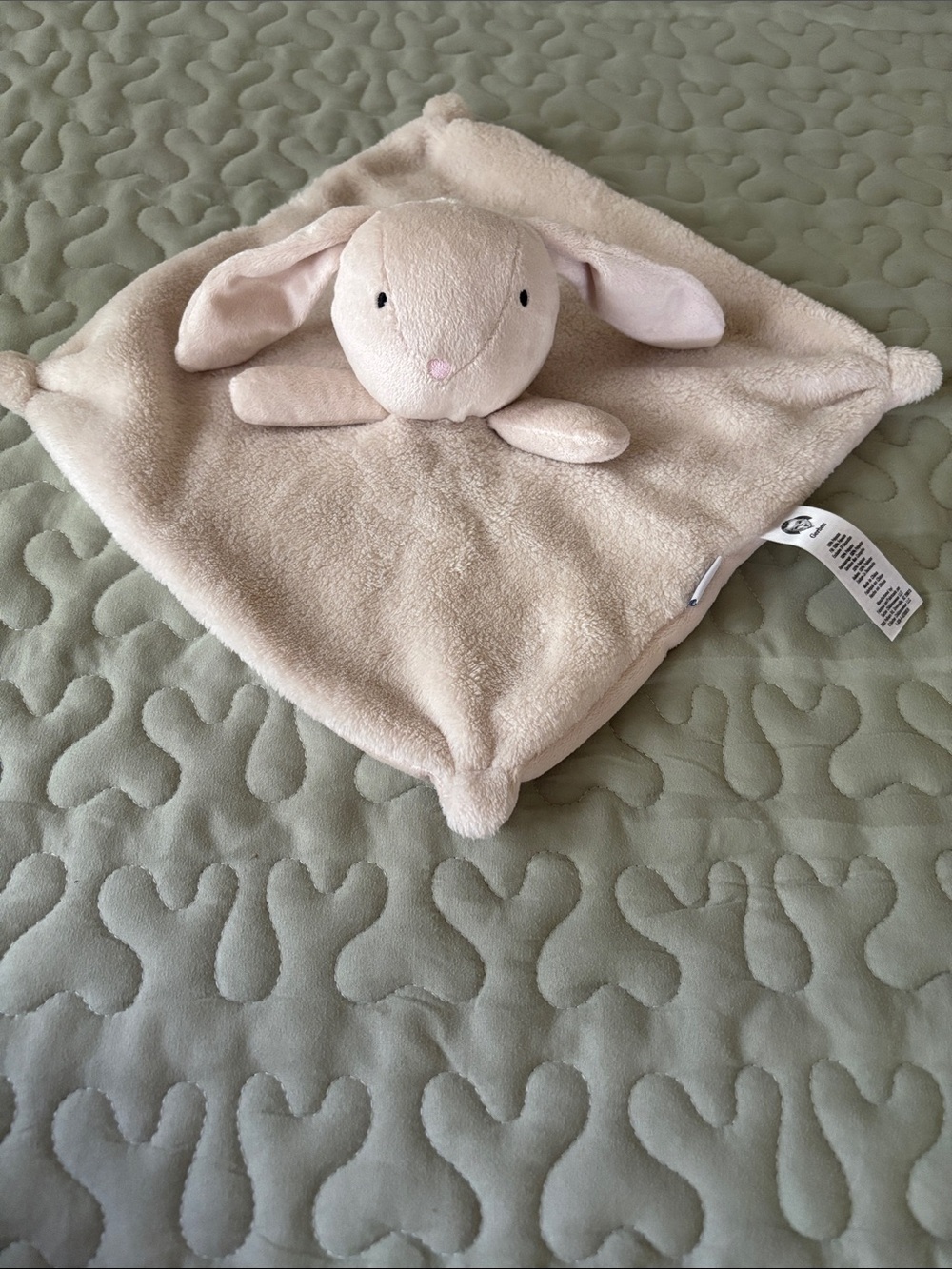 Gerber Plush Bunny Lovey Security Blanket Cream Ivory Pink Nose Floppy Ears